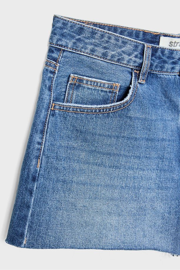 Düşük Bel Denim Şort - 7