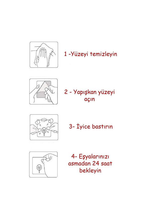 4 Adet Şeffaf Güçlü Kendinden Yapışkanlı Kapı Duvar Askıları Ağır Yük Taşıma Mutfak Banyo Askısı - 2