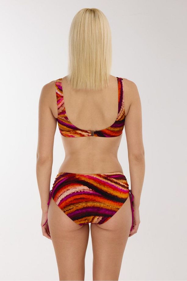 4676 Turuncu Mor Desenli Bikini Takımı - 4