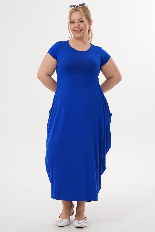 Büyük Beden Cepli Basıc Elbise - 6