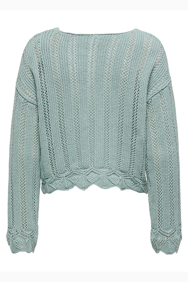 Only Women's Regular Fit V-Neck Blue Knitted Sweater - 15339529 - 5