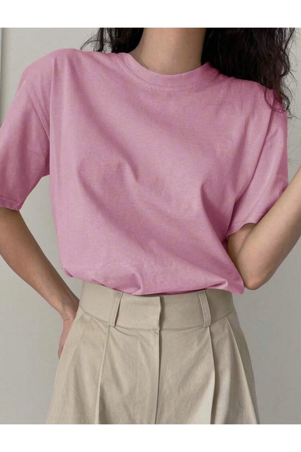 Pink Plain Oversize T-shirt
