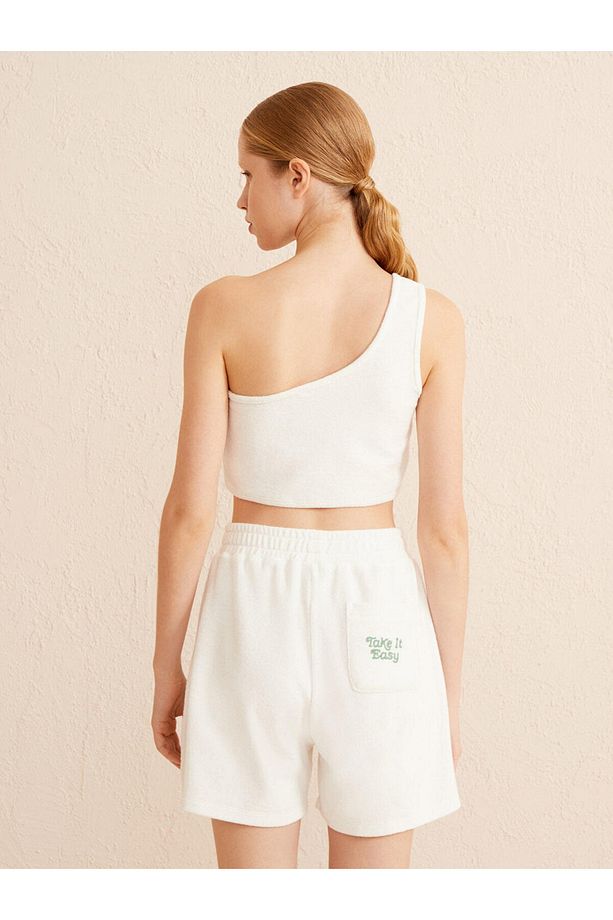Kadın Ekru Regular Fit Pamuklu Havlu Atlet - 4