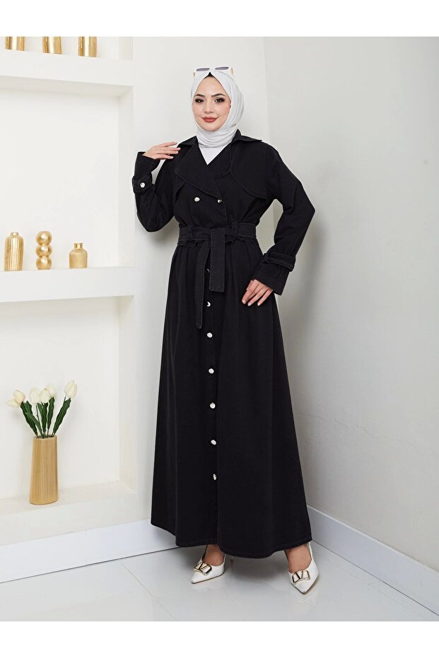 Black Jeans Teseture Suit with Skirt Jacket