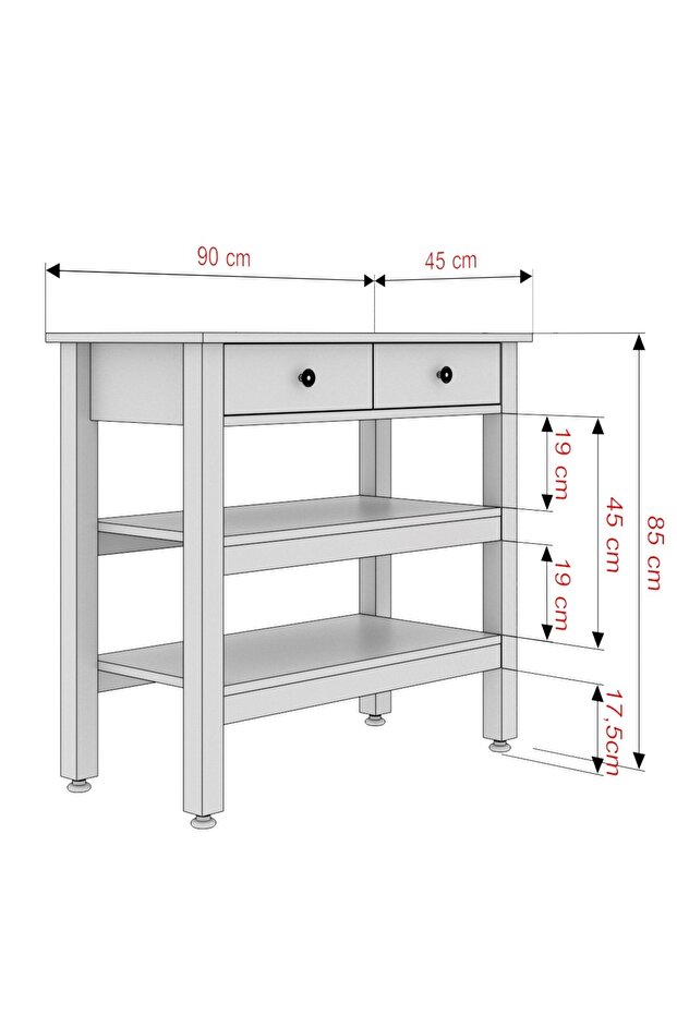 Runa 2 Çekmeceli, Ara Raflı Dresuar - 5