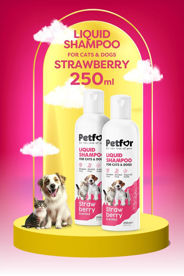 Kedi ve Köpekler için Çilekli Şampuan 250 ML 2 Adet - 1