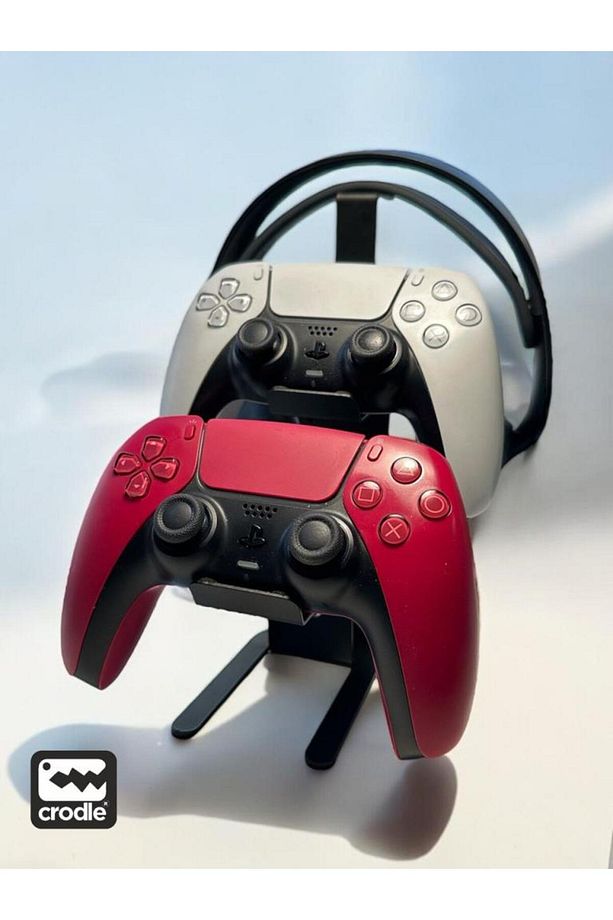 Duvara Monte Edilebilen Masaüstü Metal Siyah Ps4 Ps5 Xbox Joystick Controller Tutucu Kulaklık Standı - 4