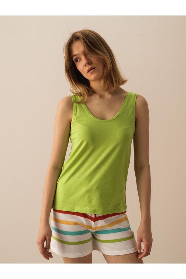 Kadın Yeşil Regular Fit Pamuklu Basic Atlet - 1