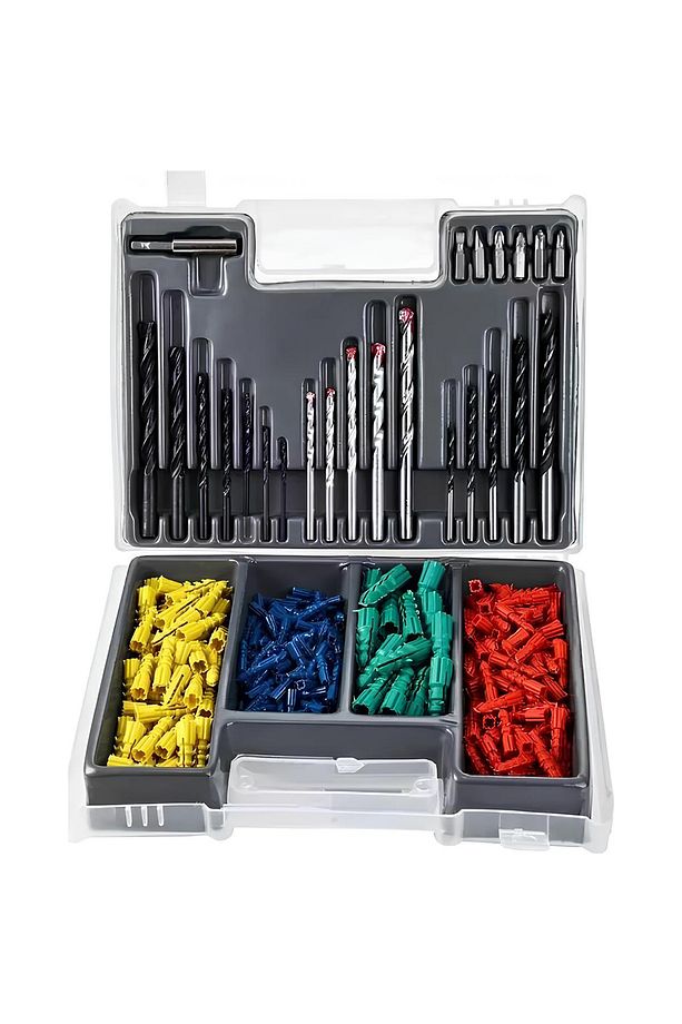 Matkap Ucu Set Duvar Metal Ahşap 17'li Delme 4 Çeşit Dübel 6 Farklı Yıldız Düz Bits Uç Organizer - 5