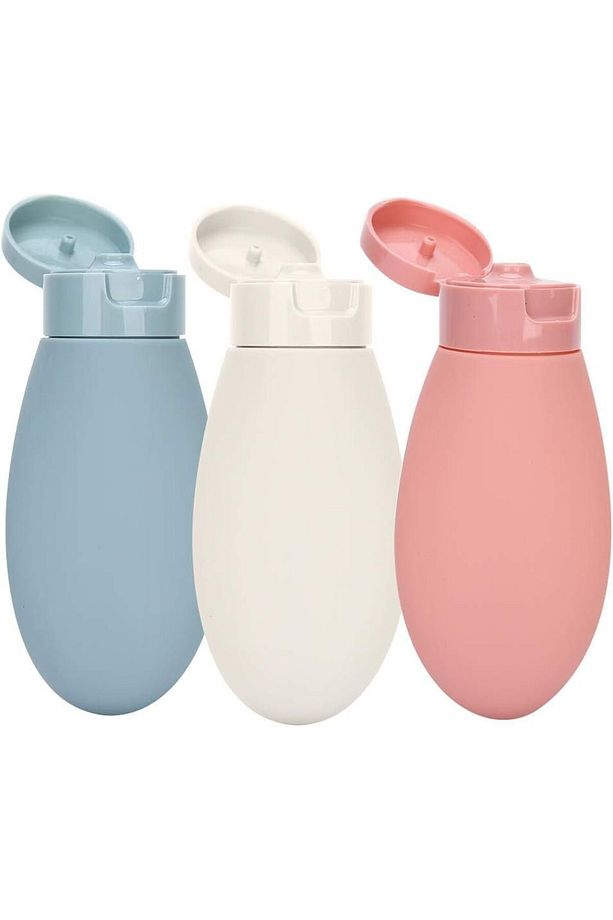 3'lü Doldurulabilir Çantalı Seyahat Tipi Şişe Seti Krem Şampuan Duş Jeli Sprey Losyon 30 ml - 2