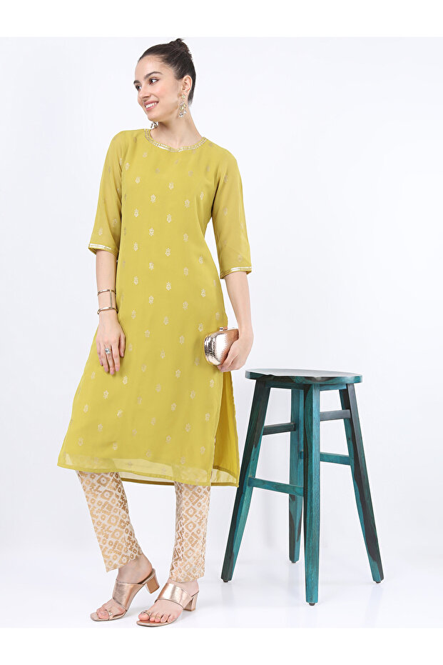 Women Yellow Ethnic Motifs Printed Kurta