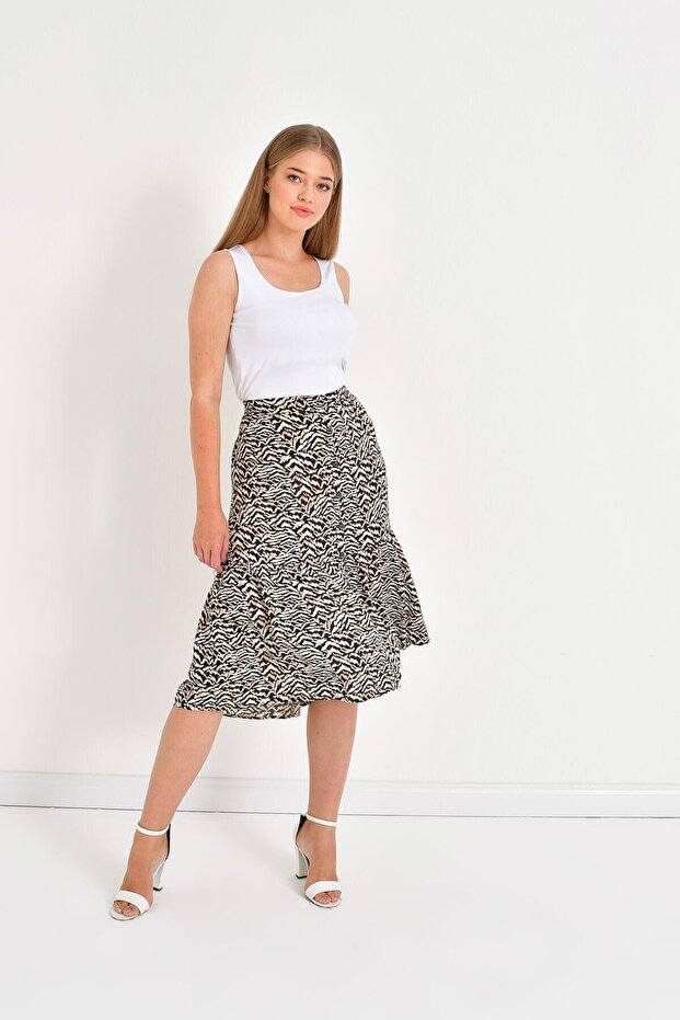 Önden Düğmeli Simli Etek - 4