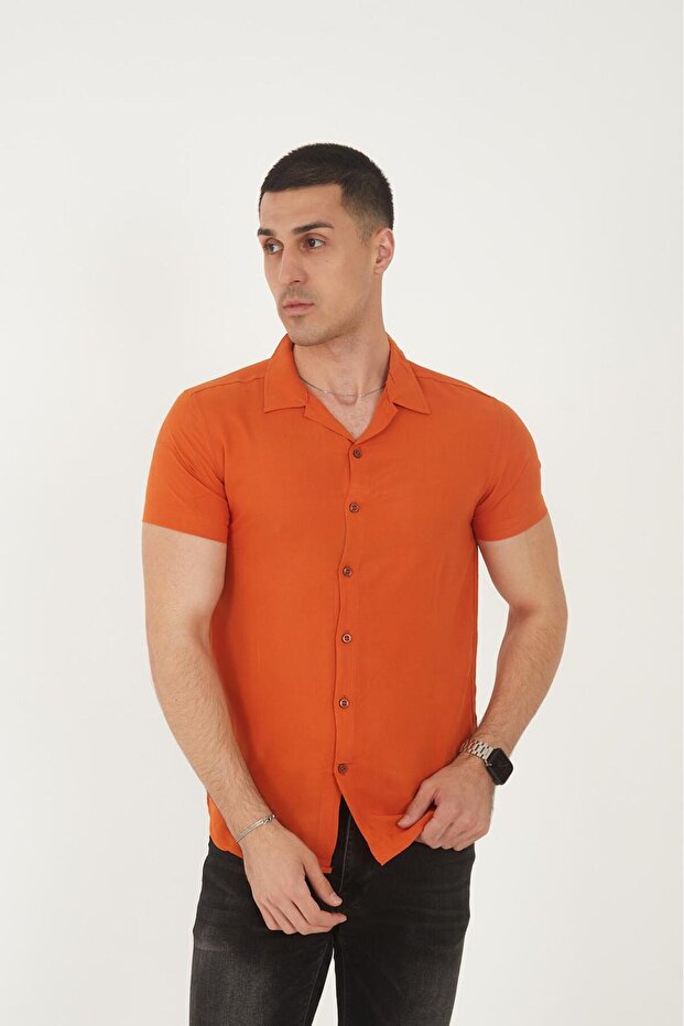 Plain Patterned Viscose Shirt-02