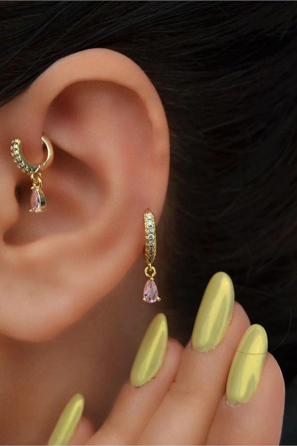 2 Adet Zirkon Kalpli Halka Piercing Tragus Helix Forward Kıkırdak Lob Daith (1 Adet 6 mm 1 Adet 8 mm - 1