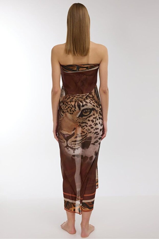 4804 صوفية منقوشة بنقشة الفهد البني - 4