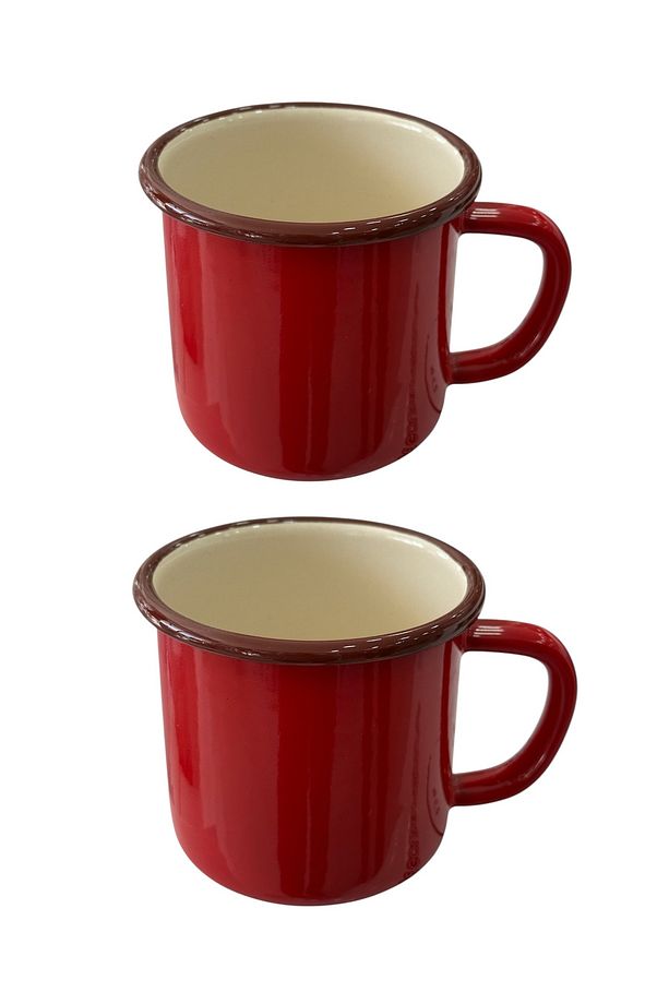 Ebru Metal Emaye 350 ml Kulplu Çay Ve Su Bardağı 2'li - 2