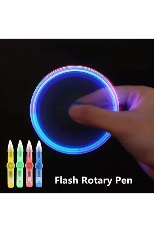 LED Işıklı Stres Giderici Fidget Spinner Kalem - 3'ü 1 Arada Tükenmez Kalem, Dönen Oyuncak - 7