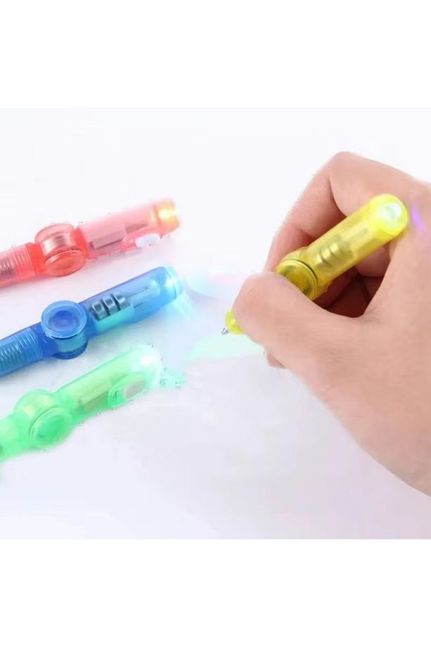 LED Işıklı Stres Giderici Fidget Spinner Kalem - 3'ü 1 Arada Tükenmez Kalem, Dönen Oyuncak - 5