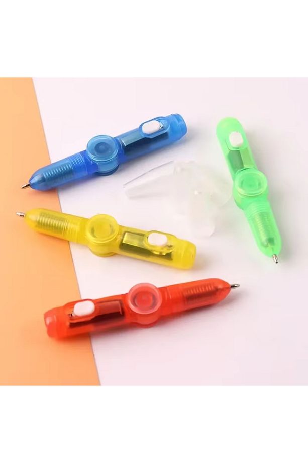 LED Işıklı Stres Giderici Fidget Spinner Kalem - 3'ü 1 Arada Tükenmez Kalem, Dönen Oyuncak - 6