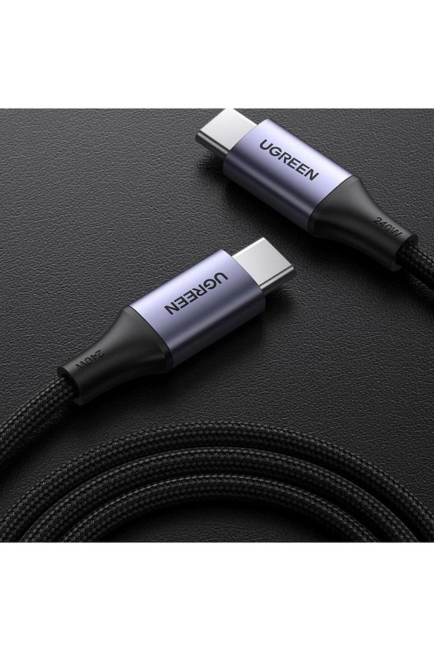 USB-C 240W Örgülü Hızlı Şarj Kablosu, 1m - Siyah - 5