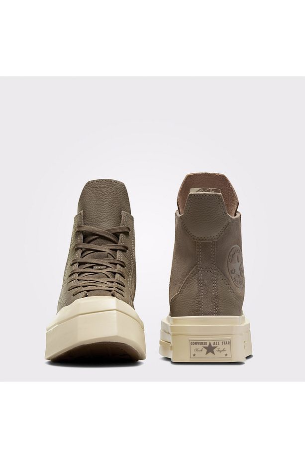 Chuck 70 De Luxe Squared Unisex Haki Deri Platform Sneaker - 3