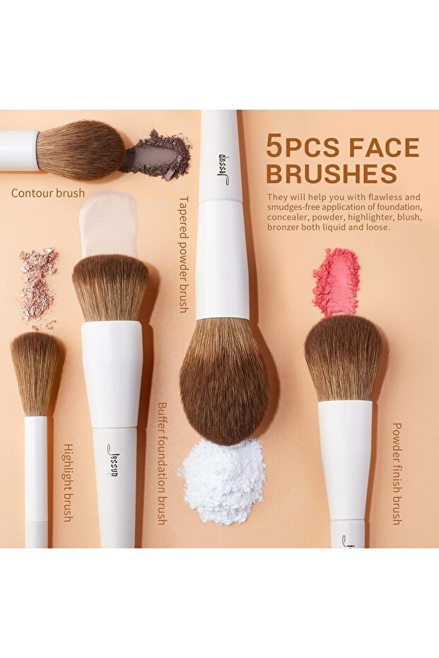 Vegan Makeup Brushes Set Professional Eco-friendly Synthetic Powder Foundation Highlight T329 - 2
