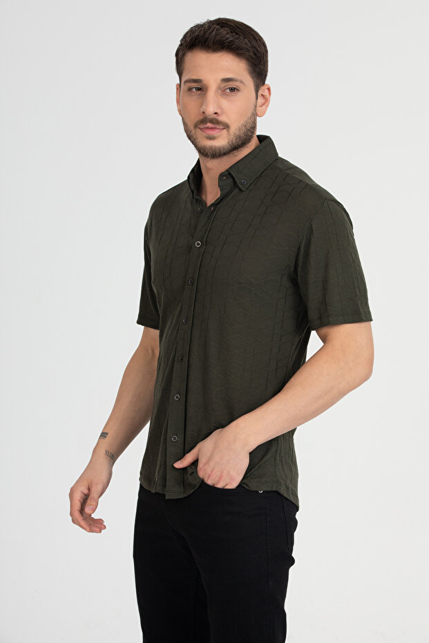 Men's Short Sleeve Summer Slim Fit Knitted Shirt 2599