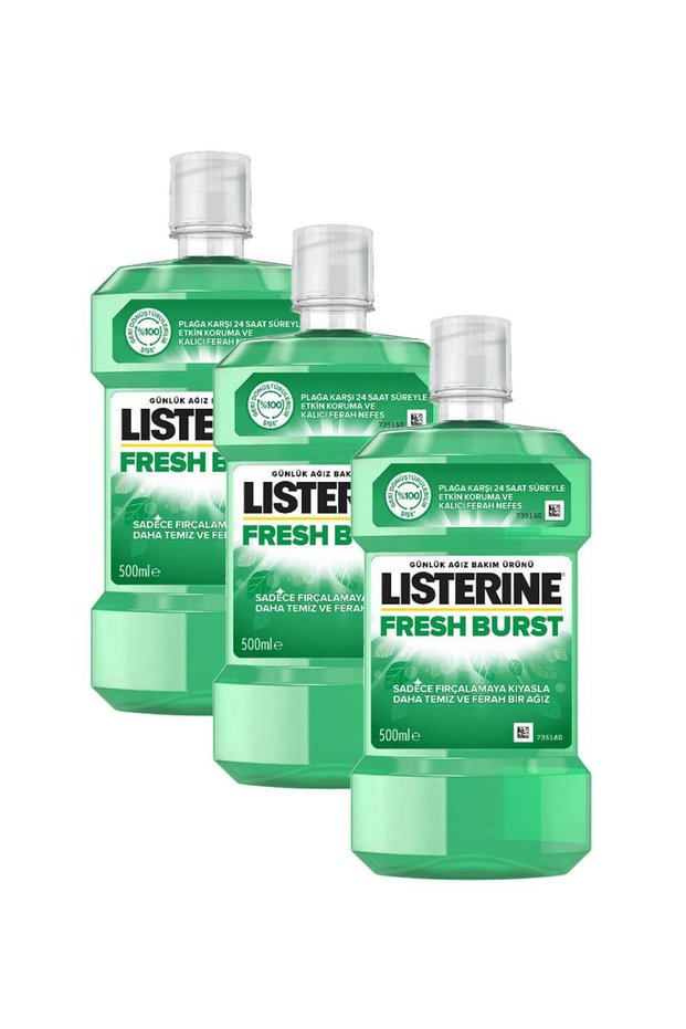 Fresh Burst, Daily Mouthwash, With Germ-Killing Oral Care Formula to Reduce Plaque, 500ml x3