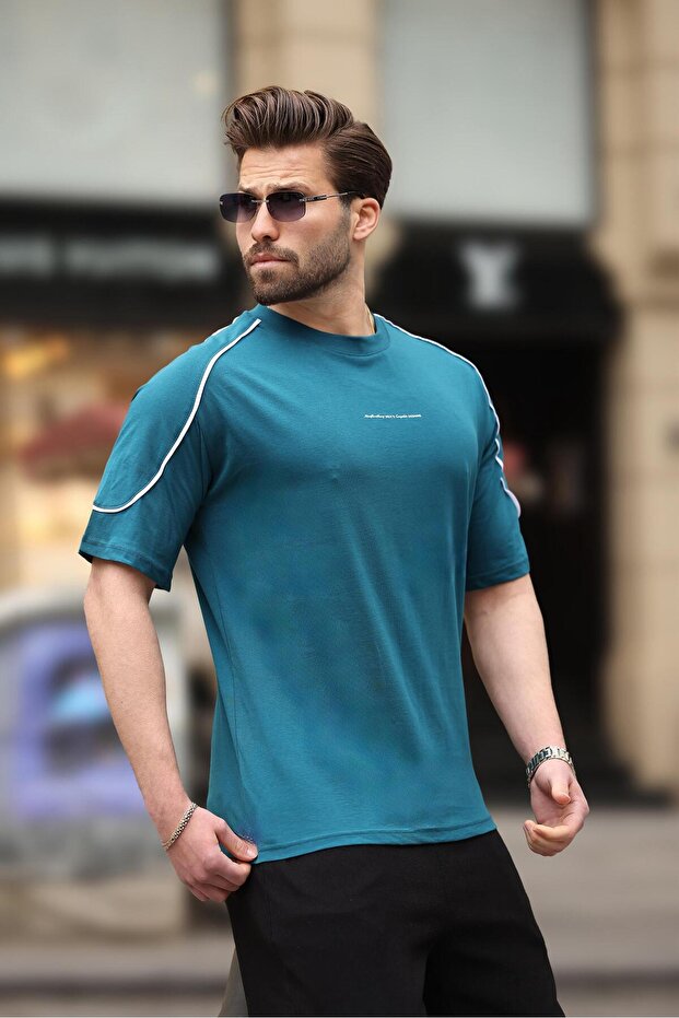 Μπλουζάκι Petrol Blue Crew Neck Basic E7132 - 3