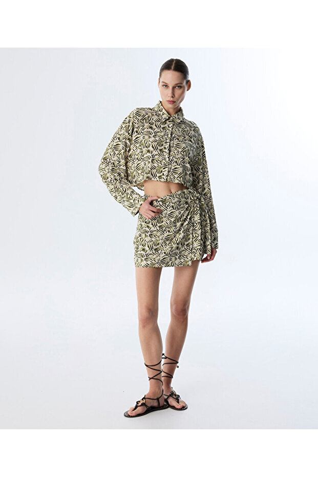 DESENLİ CROP GÖMLEK - 2