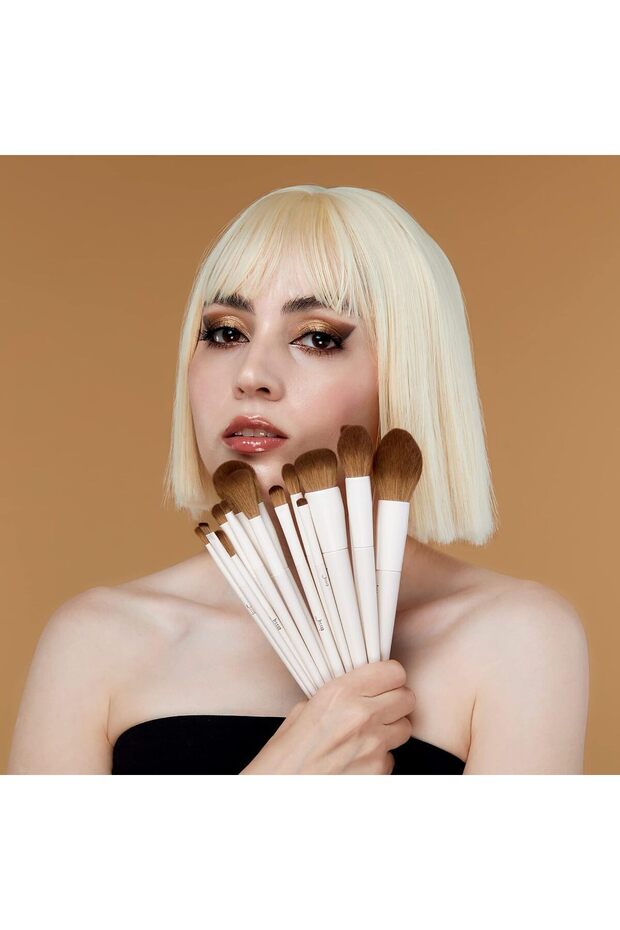 Vegan Makeup Brushes Set Professional Eco-friendly Synthetic Powder Foundation Highlight T329 - 4