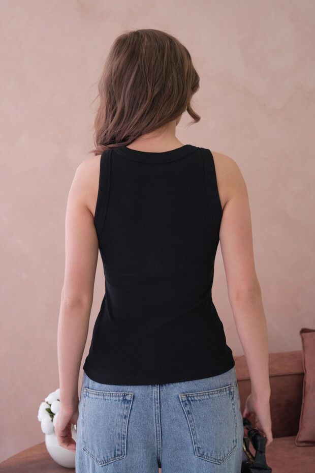 Önü Taş İşlemeli Slim Fit Basic Atlet - 5