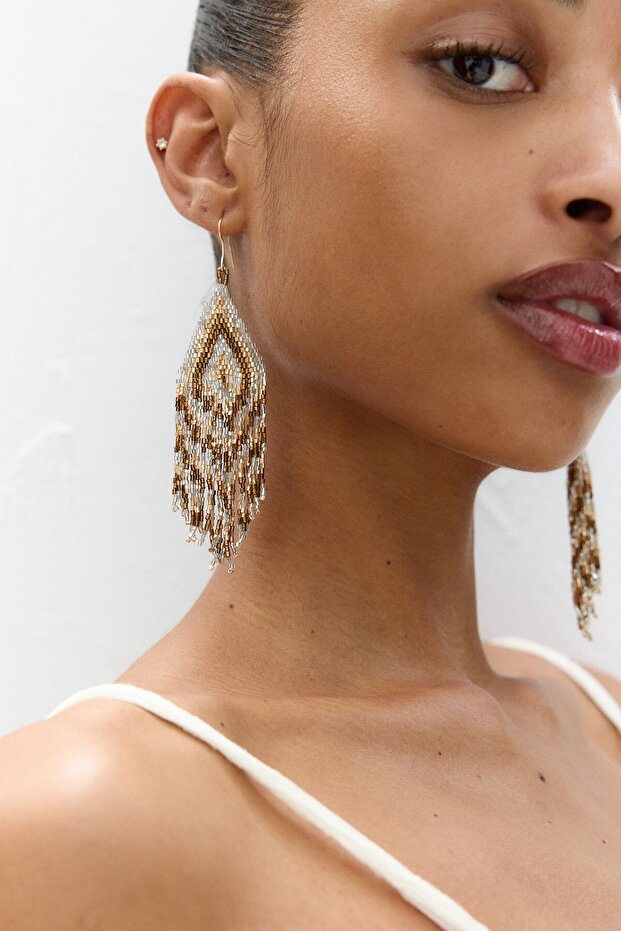 Püsküllü bohem küpe - 4