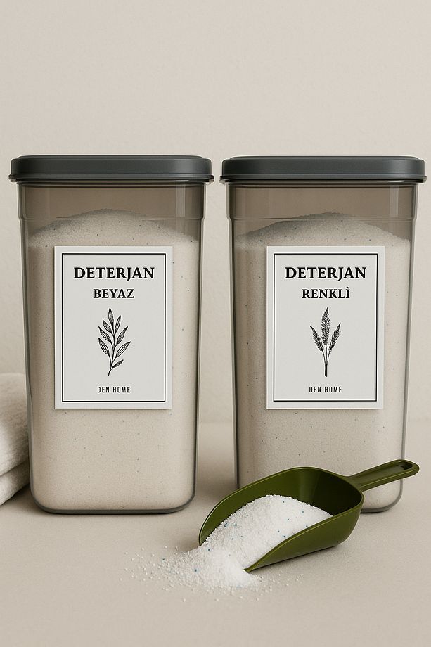 2'li Antrasit Deterjan Kutusu Saklama Kabı 3200 Ml Renkli Ve Beyaz Deterjan Kutusu - 1