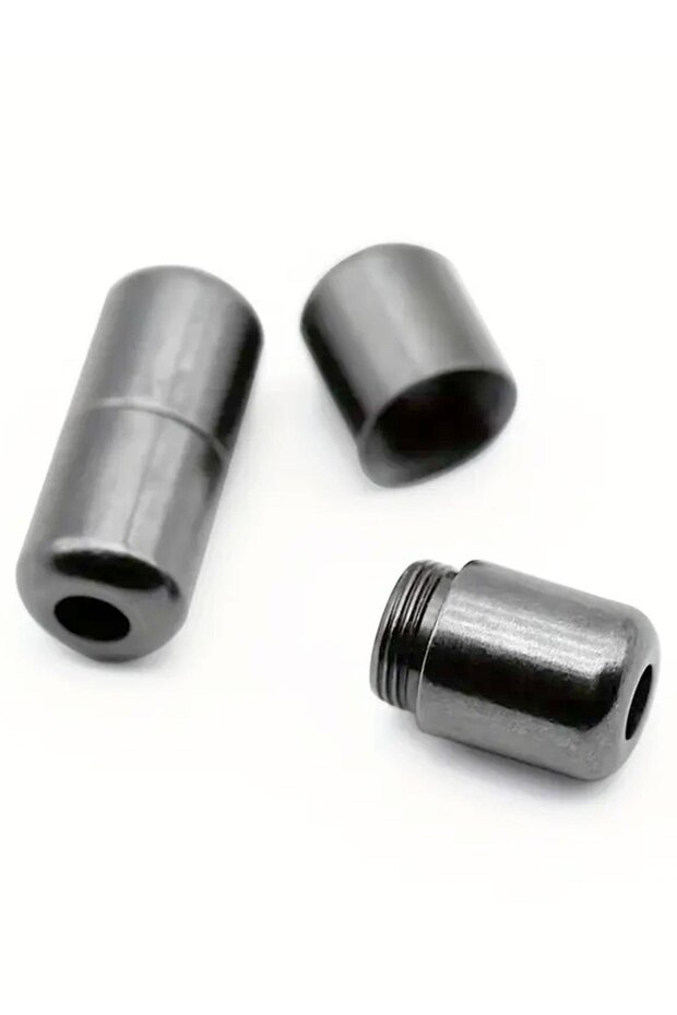 Ayarlanabilir 1 Çift Haki Yeşil Vidalı Kapsül Uçlu 6 MM Lastik Pratik Bağcık - 3