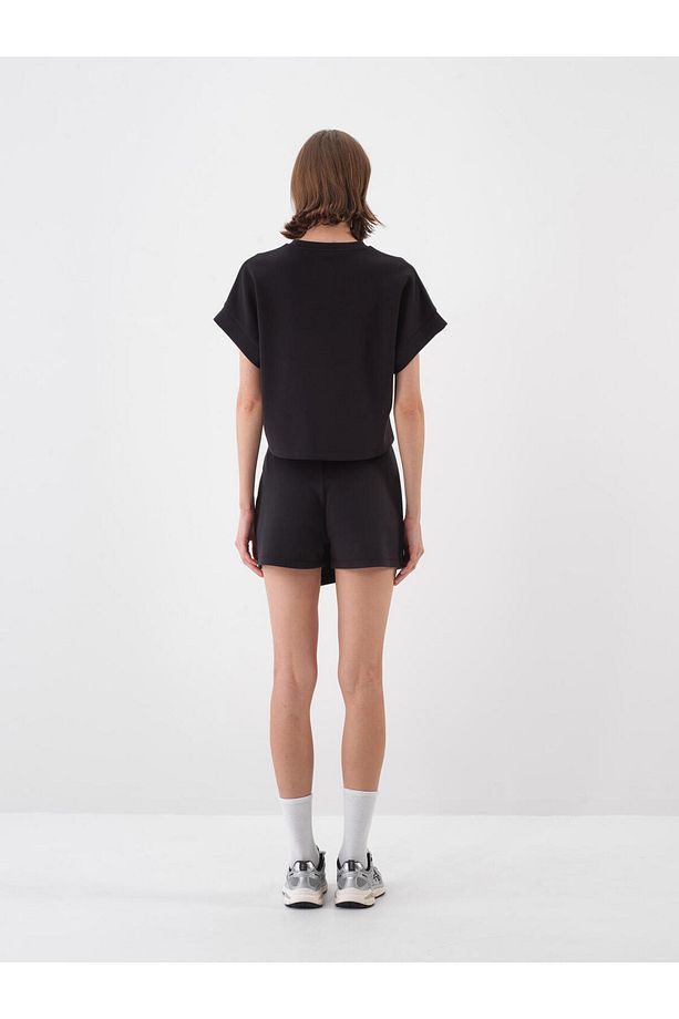 Kadın Siyah Oversize Modal Şort Etek - 5