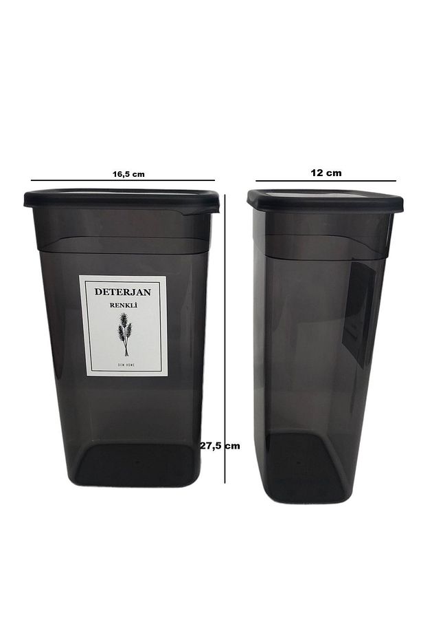 2'li Antrasit Deterjan Kutusu Saklama Kabı 3200 Ml Renkli Ve Beyaz Deterjan Kutusu - 6