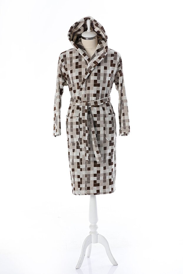 Hawaiian Mosaico Velvet Hooded Bathrobe L