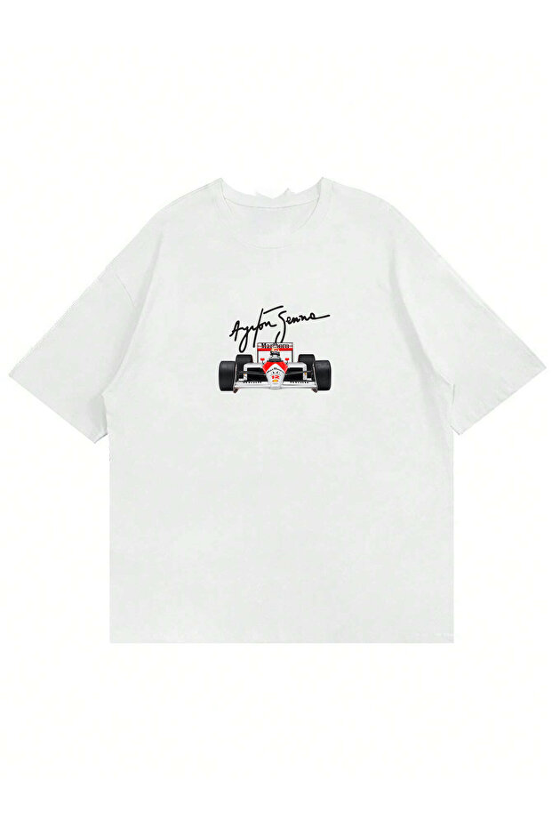 Unisex Ayrton Senna Printed Crew Neck Oversize Tshirt
