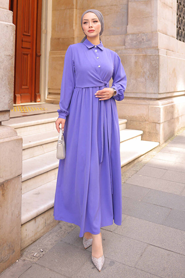 Lilac Side Tie Linda Dress