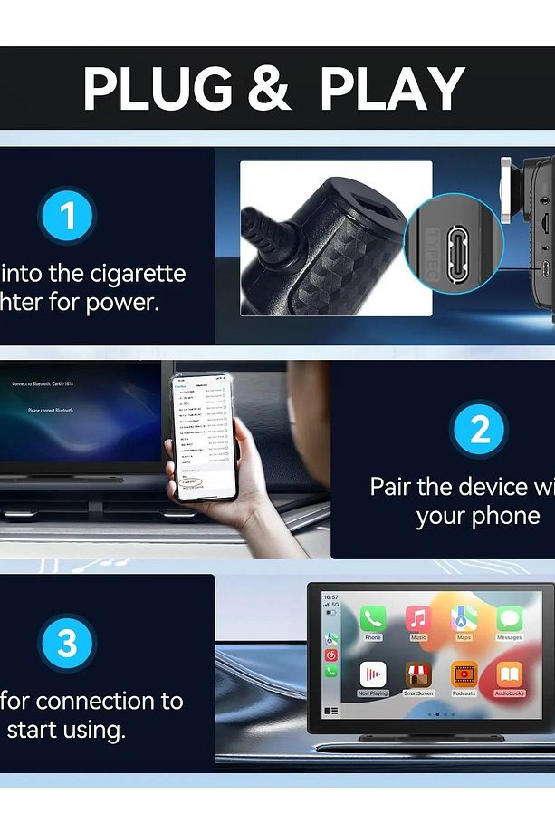 Kablosuz Tak Çalıştır 9.3İnç Apple Carplay Ve Android Auto Oto Multimedya Type-c Girişli - 8