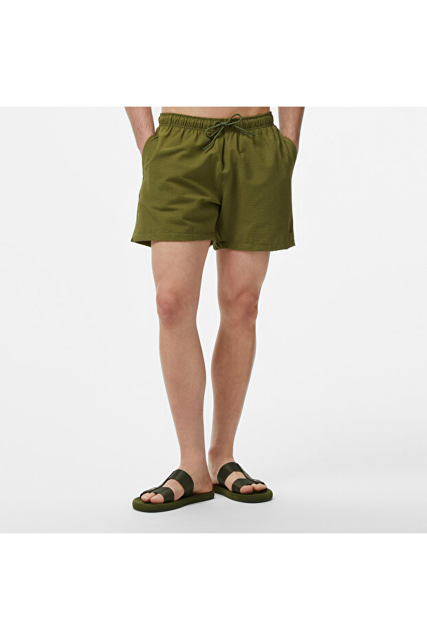 Erkek Yeşil Regular Fit Deniz Şortu - 3