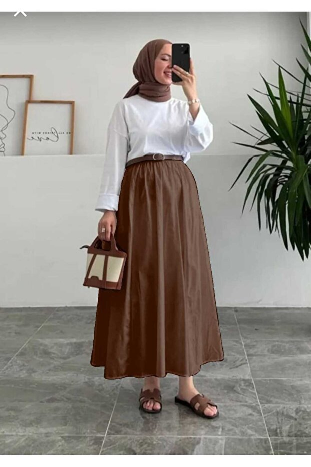 Premium Waist with Elastic Pocket Poplin Skirt