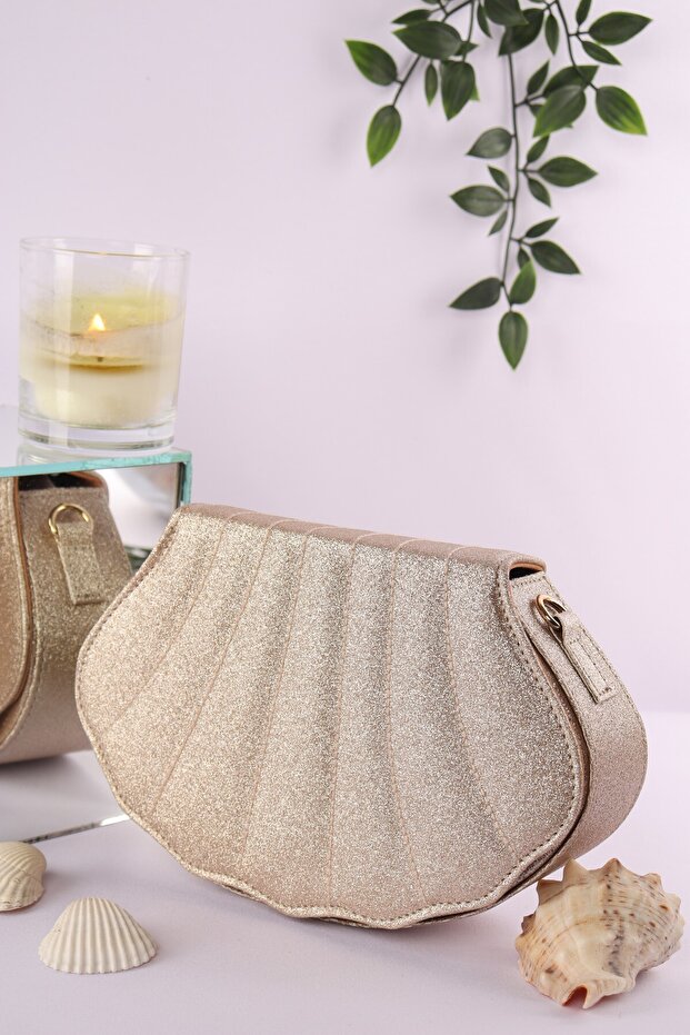 Elysara Eb0185 | Sand Glitter Elegant Pearl Oyster Evening Dress Bag