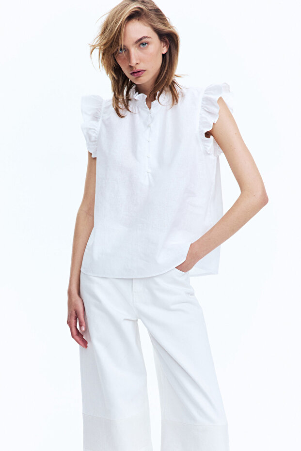 Keten Karışımlı Bluz - 2