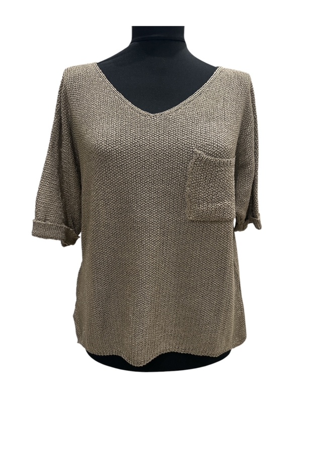 MERSERİZE CEP DETAYLI BLUZ - 1