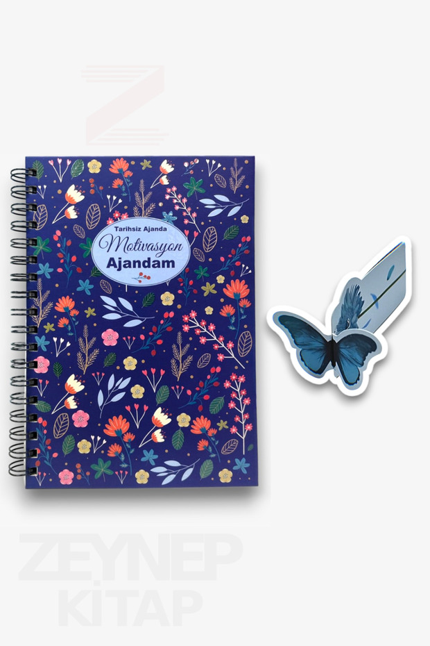 Undated Agenda Motivational Agenda (Special Design Butterfly Bookmark Gift with Sticker and Emojis Added)