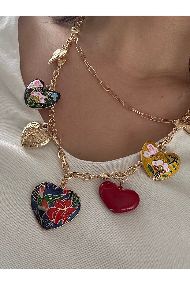 İkili Marka Model Kalp Kolye - 2