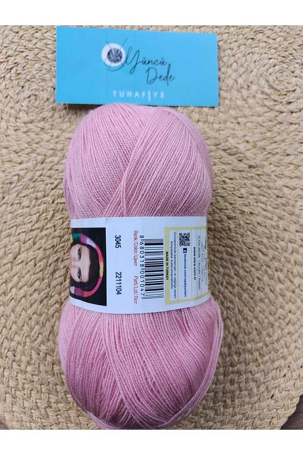 Kristal Lif El Örgü Ipi No:3045 Açık Pembe Kristal Lif Sabunluk Kese Örgü Ipi - 1