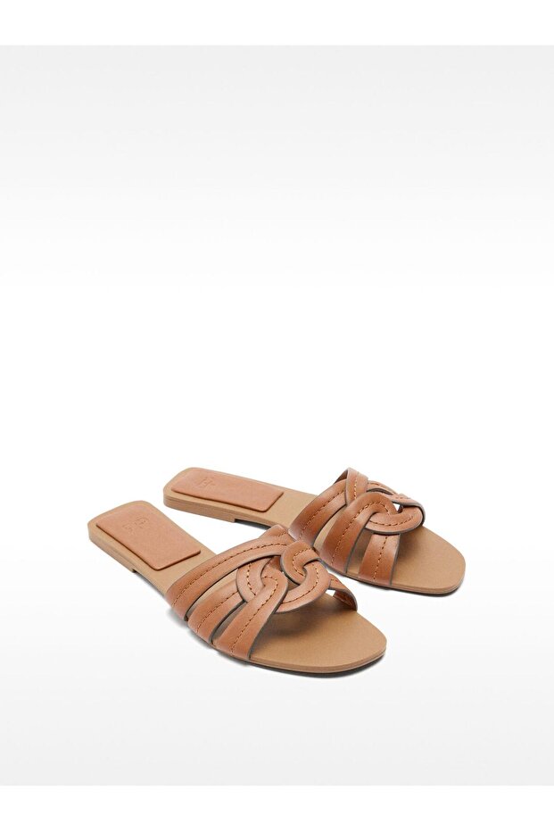Çapraz Bantlı Düz Sandalet - 1